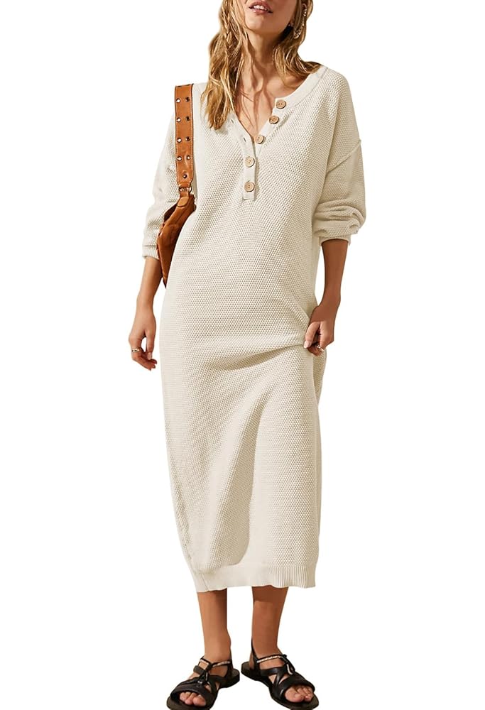 Cutiefox Women's Sweater Dress, Button Batwing Long Sleeve